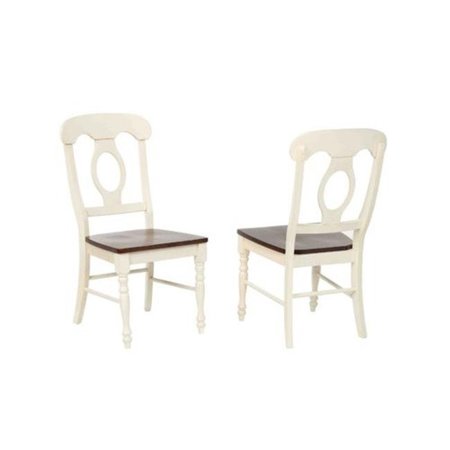 SUNSET TRADING Sunset Trading DLU-ADW-C50-AW-2 Napoleon Dining Chair in Antique White & Chestnut - Set of 2 DLU-ADW-C50-AW-2